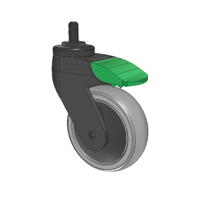 Tango Grip Ring Caster with 100 x 32 TPR (80a) Wheel and Directional Lock Brake
