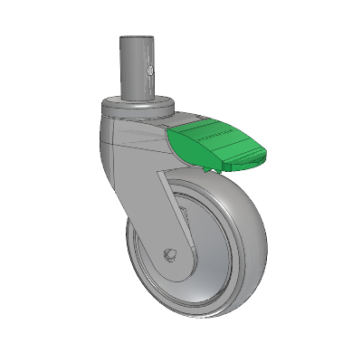 Tango Round Stem Caster with 100 x 32 TPR (80a) Wheel and Directional Lock Brake
