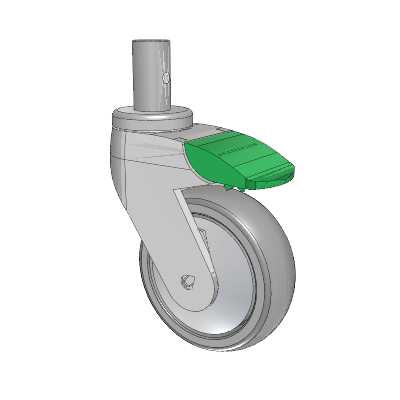 Tango Round Stem Caster with 100 x 32 TPR (80a) Wheel and Directional Lock Brake