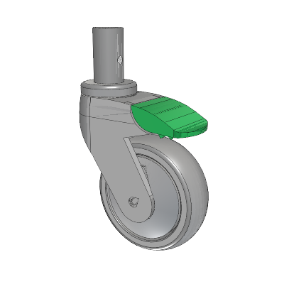 Tango Round Stem Caster with 100 x 32 TPR (80a) Wheel and Directional Lock Brake