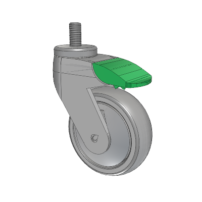 Tango Threaded Stem Caster with 100 x 32 TPR (80a) Wheel and Directional Lock Brake