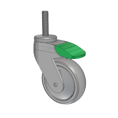 Tango Threaded Stem Caster with 100 x 32 TPR (80a) Wheel and Directional Lock Brake