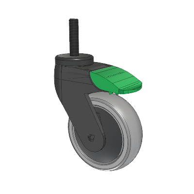 Tango Threaded Stem Caster with 100 x 32 TPR (80a) Wheel and Directional Lock Brake