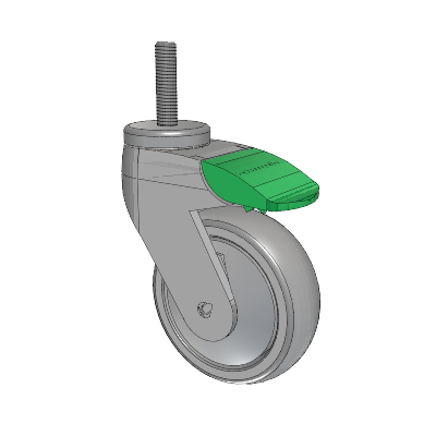 Tango Threaded Stem Caster with 100 x 32 TPR (80a) Wheel and Directional Lock Brake