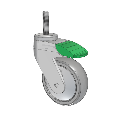 Tango Threaded Stem Caster with 100 x 32 TPR (80a) Wheel and Directional Lock Brake