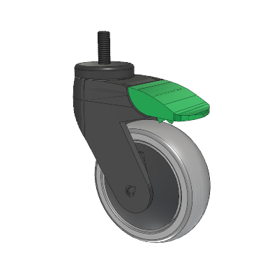 Tango Threaded Stem Caster with 100 x 32 TPR (80a) Wheel and Directional Lock Brake