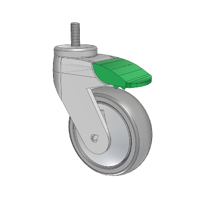 Tango Threaded Stem Caster with 100 x 32 TPR (80a) Wheel and Directional Lock Brake