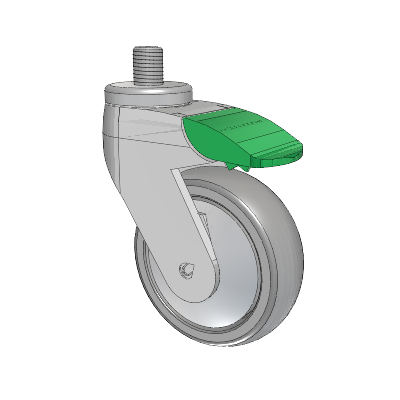 Tango Threaded Stem Caster with 100 x 32 TPR (80a) Wheel and Directional Lock Brake