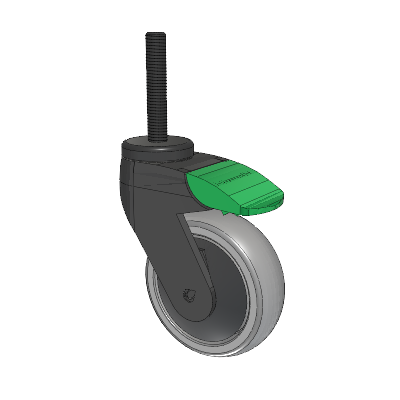 Tango Threaded Stem Caster with 100 x 32 TPR (80a) Wheel and Directional Lock Brake
