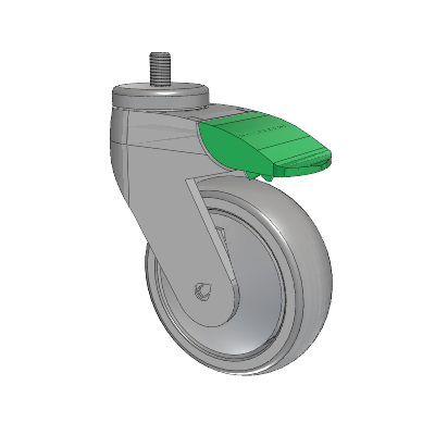 Tango Threaded Stem Caster with 100 x 32 TPR (80a) Wheel and Directional Lock Brake