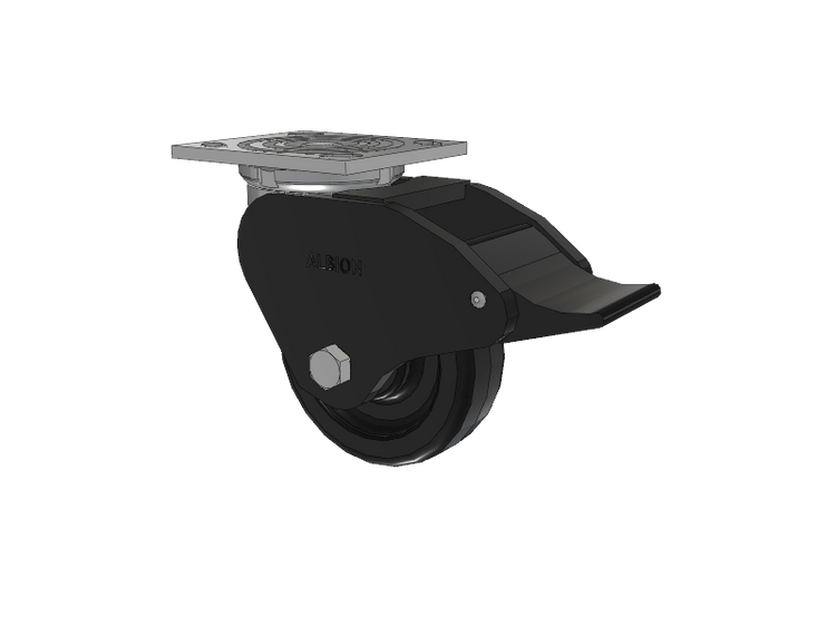 16 Series Top Plate Swivel Caster with 5 x 1.5 Black Phenolic Resin TM - Phenolic Wheel and Total Lock Brake
