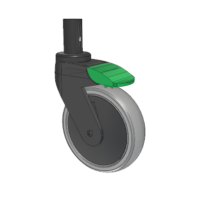 Tango Round Stem Caster with 125 x 32 TPU (80a) Wheel and Directional Lock Brake