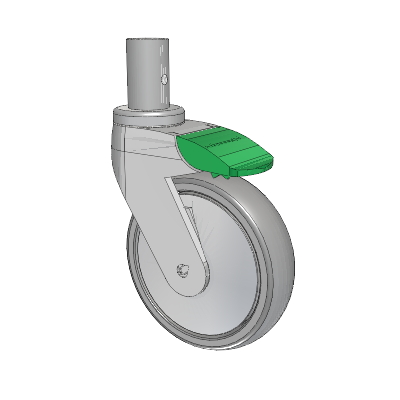 Tango Round Stem Caster with 125 x 32 TPU (80a) Wheel and Directional Lock Brake