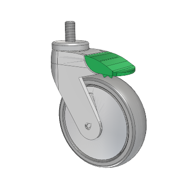 Tango Threaded Stem Caster with 125 x 32 TPU (80a) Wheel and Directional Lock Brake