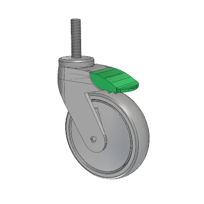 Tango Threaded Stem Caster with 125 x 32 TPU (80a) Wheel and Directional Lock Brake