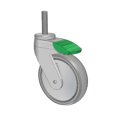 Tango Threaded Stem Caster with 125 x 32 TPU (80a) Wheel and Directional Lock Brake
