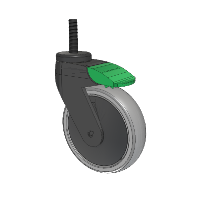 Tango Threaded Stem Caster with 125 x 32 TPU (80a) Wheel and Directional Lock Brake