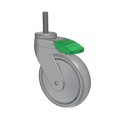 Tango Threaded Stem Caster with 125 x 32 TPU (80a) Wheel and Directional Lock Brake