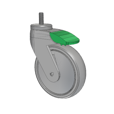 Tango Threaded Stem Caster with 125 x 32 TPU (80a) Wheel and Directional Lock Brake