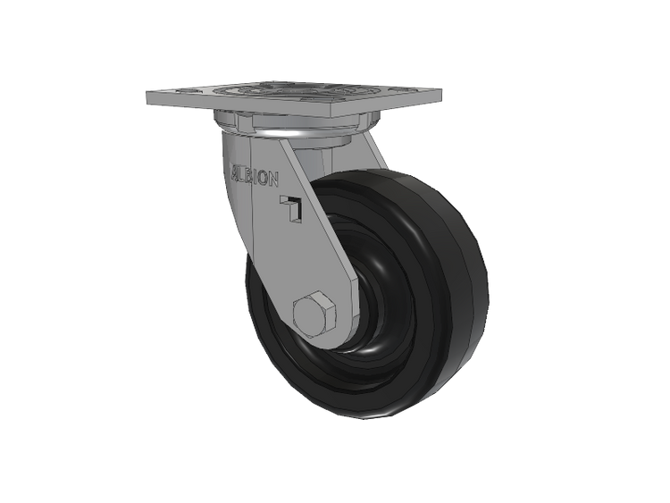 16 Series Top Plate Swivel Caster with 5 x 2 Black Phenolic Resin TM - Phenolic Wheel
