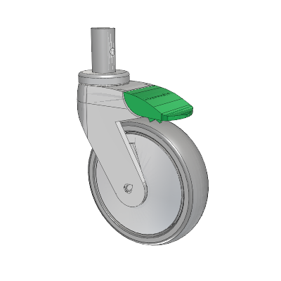 Tango Round Stem Caster with 125 x 32 TPR (80a) Wheel and Directional Lock Brake