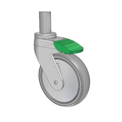 Tango Round Stem Caster with 125 x 32 TPR (80a) Wheel and Directional Lock Brake