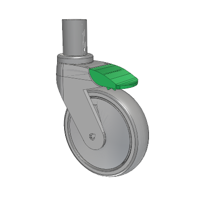 Tango Round Stem Caster with 125 x 32 TPR (80a) Wheel and Directional Lock Brake