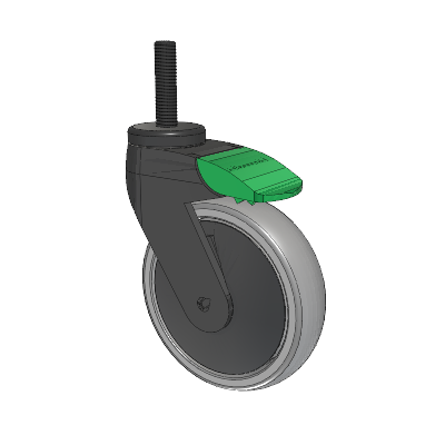 Tango Threaded Stem Caster with 125 x 32 TPR (80a) Wheel and Directional Lock Brake