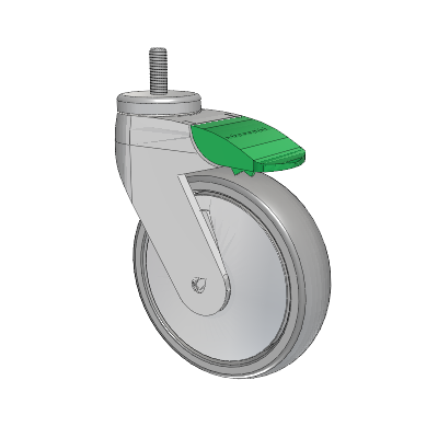 Tango Threaded Stem Caster with 125 x 32 TPR (80a) Wheel and Directional Lock Brake