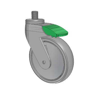 Tango Threaded Stem Caster with 125 x 32 TPR (80a) Wheel and Directional Lock Brake
