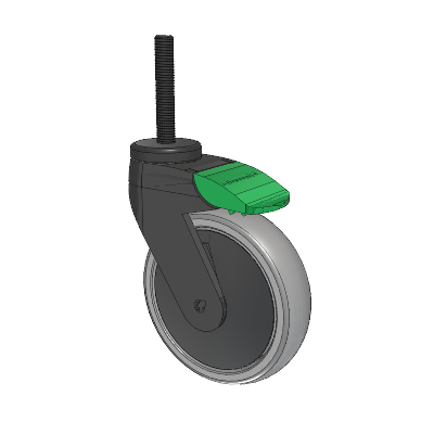 Tango Threaded Stem Caster with 125 x 32 TPR (80a) Wheel and Directional Lock Brake