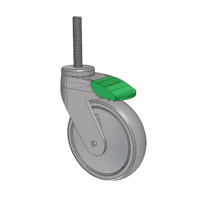 Tango Threaded Stem Caster with 125 x 32 TPR (80a) Wheel and Directional Lock Brake
