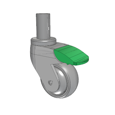 Tango Round Stem Caster with 75 x 32 TPU (80a) Wheel and Directional Lock Brake
