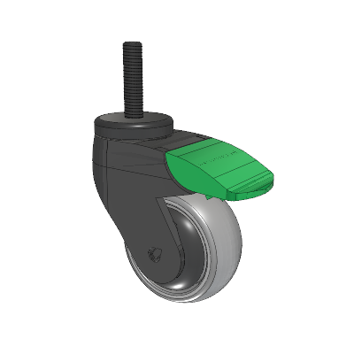 Tango Threaded Stem Caster with 75 x 32 TPU (80a) Wheel and Directional Lock Brake