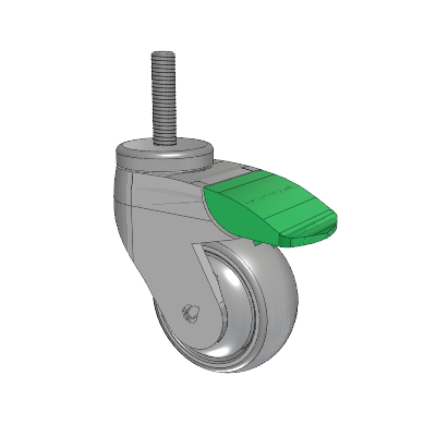 Tango Threaded Stem Caster with 75 x 32 TPU (80a) Wheel and Directional Lock Brake