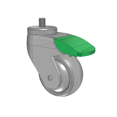 Tango Threaded Stem Caster with 75 x 32 TPU (80a) Wheel and Directional Lock Brake