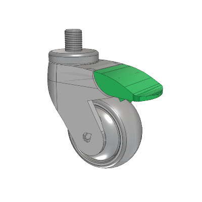 Tango Threaded Stem Caster with 75 x 32 TPU (80a) Wheel and Directional Lock Brake