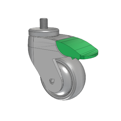 Tango Threaded Stem Caster with 75 x 32 TPU (80a) Wheel and Directional Lock Brake