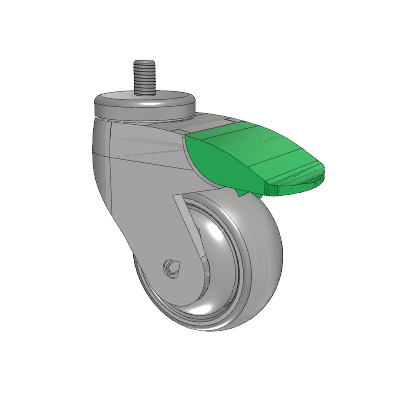 Tango Threaded Stem Caster with 75 x 32 TPU (80a) Wheel and Directional Lock Brake