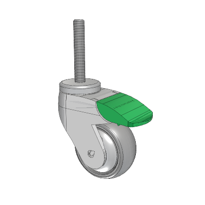 Tango Threaded Stem Caster with 75 x 32 TPU (80a) Wheel and Directional Lock Brake