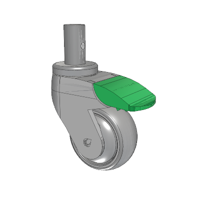 Tango Round Stem Caster with 75 x 32 TPR (80a) Wheel and Directional Lock Brake