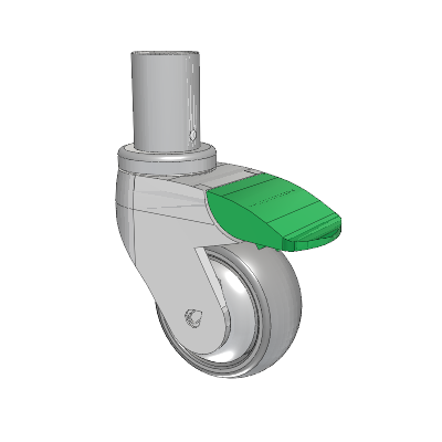 Tango Round Stem Caster with 75 x 32 TPR (80a) Wheel and Directional Lock Brake