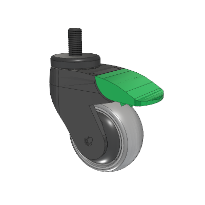 Tango Threaded Stem Caster with 75 x 32 TPR (80a) Wheel and Directional Lock Brake