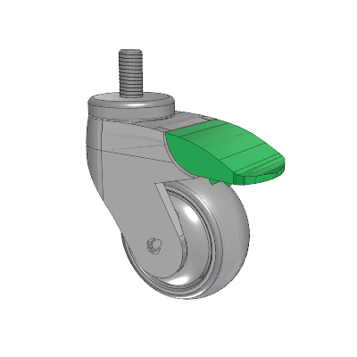 Tango Threaded Stem Caster with 75 x 32 TPR (80a) Wheel and Directional Lock Brake