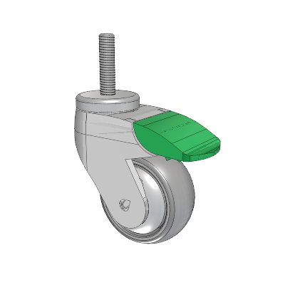 Tango Threaded Stem Caster with 75 x 32 TPR (80a) Wheel and Directional Lock Brake