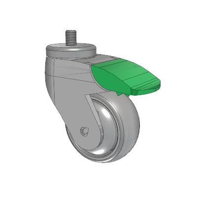 Tango Threaded Stem Caster with 75 x 32 TPR (80a) Wheel and Directional Lock Brake