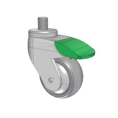 Tango Threaded Stem Caster with 75 x 32 TPR (80a) Wheel and Directional Lock Brake