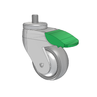 Tango Threaded Stem Caster with 75 x 32 TPR (80a) Wheel and Directional Lock Brake