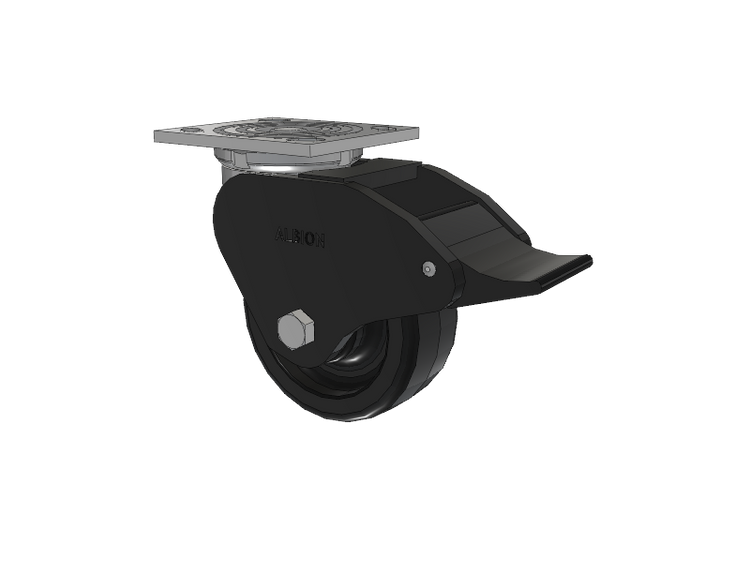 16 Series Top Plate Swivel Caster with 5 x 2 Black Phenolic Resin TM - Phenolic Wheel and Total Lock Brake