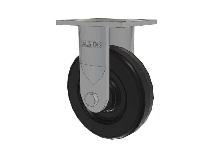 16 Series Top Plate Rigid Caster with 6 x 1.5 Black Phenolic Resin TM - Phenolic Wheel